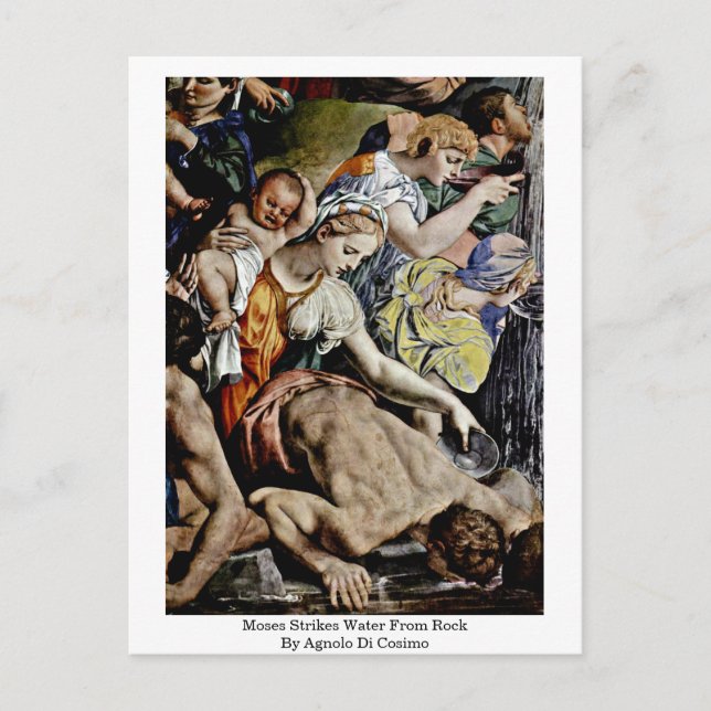 Carte Postale Moses Strie L'Eau Du Rocher Par Agnolo Di Cosimo (Devant)