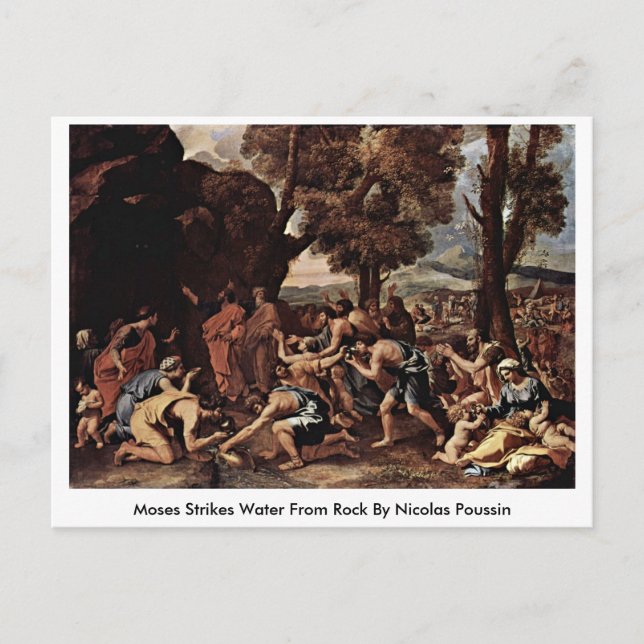 Carte Postale Moses Strike De L'Eau De Roche Par Nicolas Poussin (Devant)