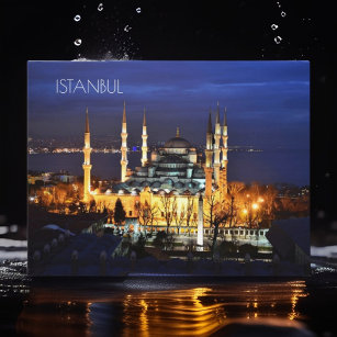 Carte Postale Mosquée Bleue à Istanbul la nuit