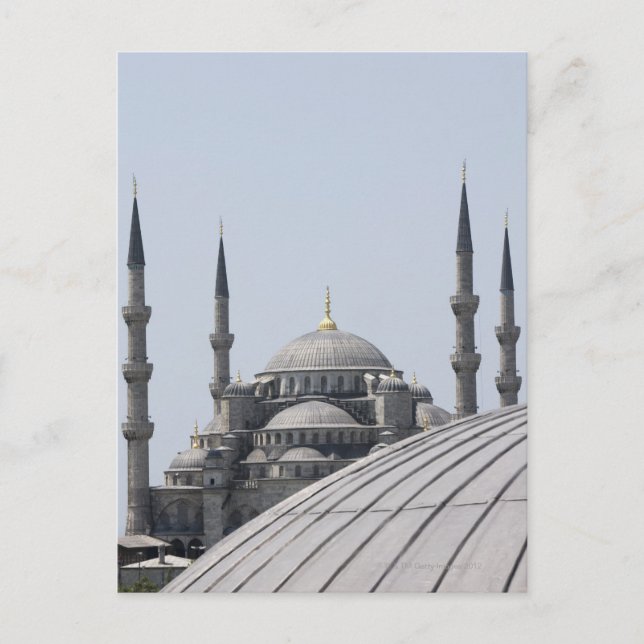 Carte Postale Mosquée Bleue avec la courbe du dôme principal (Devant)