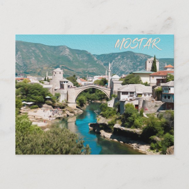 Carte Postale Mostar : Peinture à l'huile (Devant)