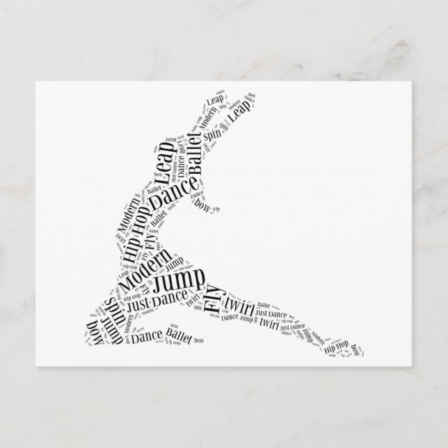 Carte Postale Mot de danse Cloud noir et blanc (Devant)