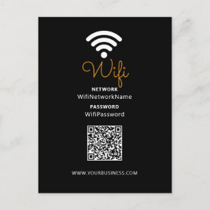 Carte Postale Mot de passe Wifi professionnel en noir et blanc