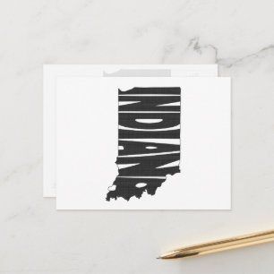 Carte Postale Mot en forme d'Indiana Art Texte noir Police India