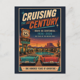 Carte Postale Motel Rétro Centenaire Route 66 au bord de la pisc