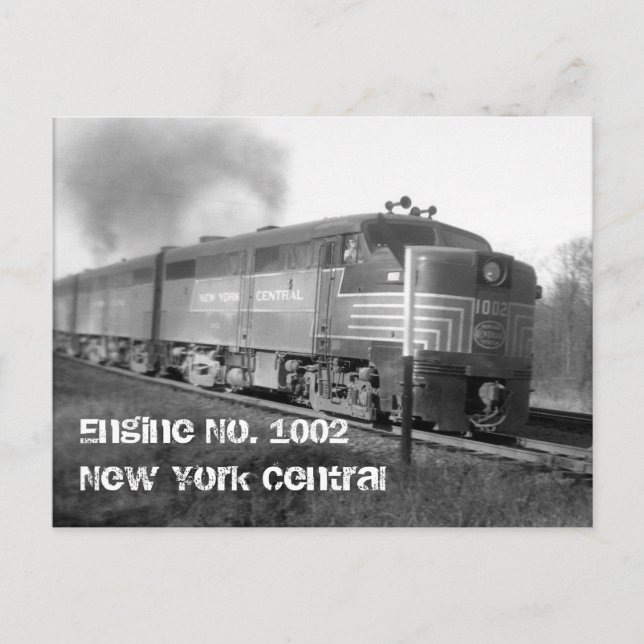Carte Postale moteur1002, moteur no 1002New York Central (Devant)
