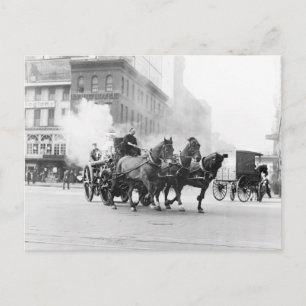 Carte Postale Moteur de tir tiré à cheval, début des années 1900