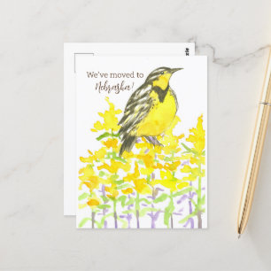 Carte Postale Moteur Faire-part Nebraska Meadowlark Goldenrod