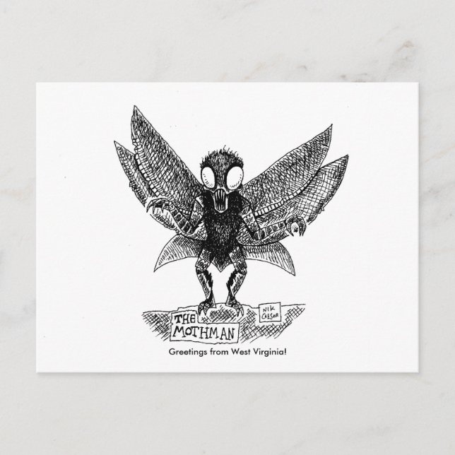Carte Postale MOTHMAN, salutations de Virginie-Occidentale ! (Devant)