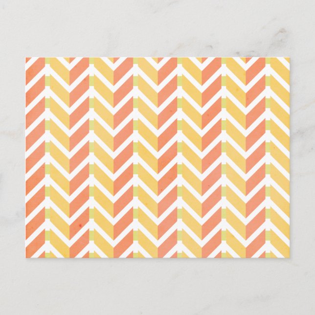 Carte Postale Motif 3D du chevron jaune et corail (Devant)