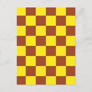 Carte Postale Motif à carreaux à damier marron jaune