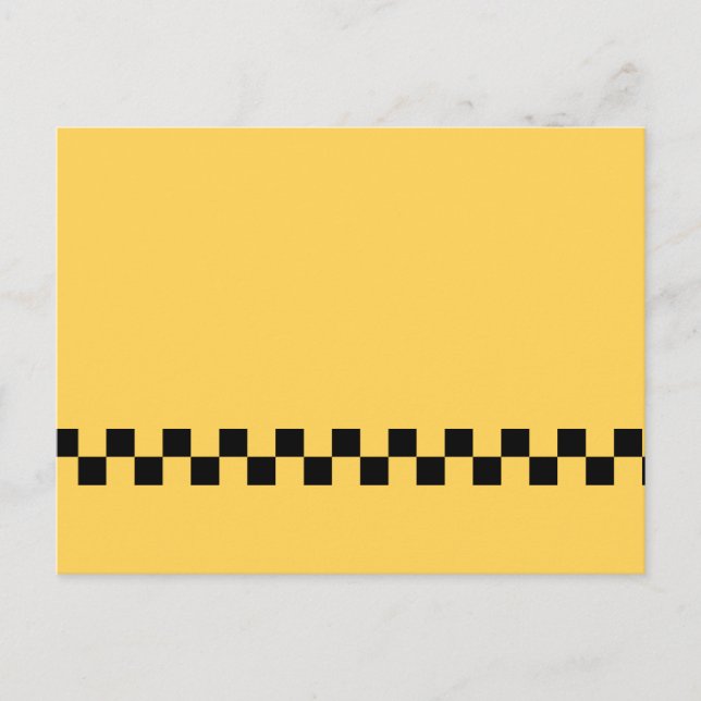 Carte Postale Motif à carreaux de taxi jaune (Devant)