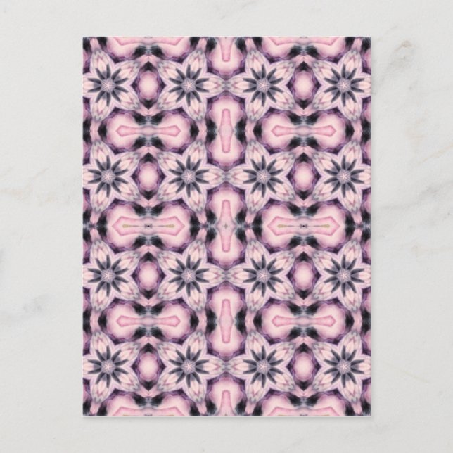 Carte Postale motif à fleurs roses (Devant)