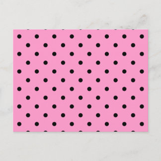 Carte Postale Motif à points Polka rose et noir.