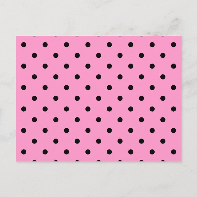Carte Postale Motif à points Polka rose et noir. (Devant)