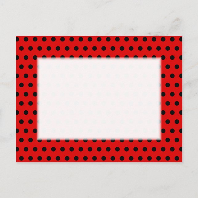 Carte Postale Motif à points Polka rouge et noir. Spotty. (Devant)