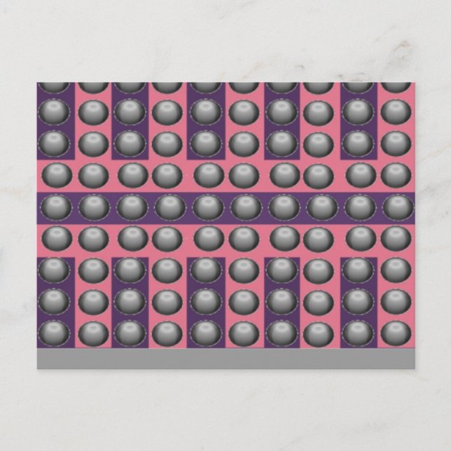 Carte Postale Motif à pois gris, rose et violet (Devant)