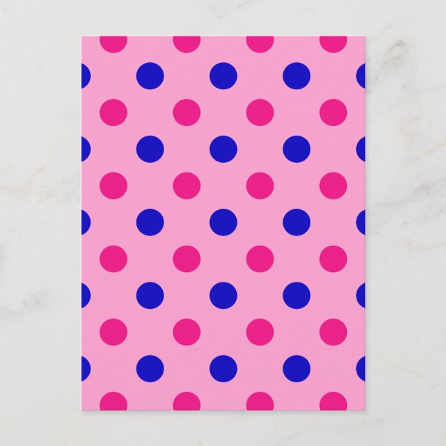 Carte Postale Motif à pois rose bleu rose (Devant)