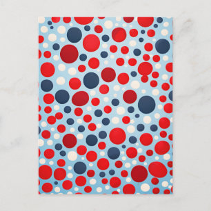 Carte Postale Motif à pois rouge bleu