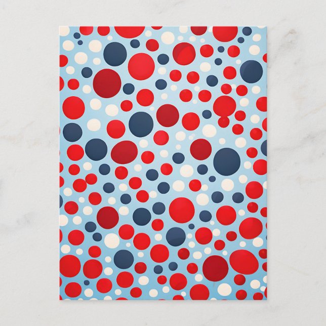 Carte Postale Motif à pois rouge bleu (Devant)