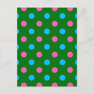 Carte Postale Motif à pois vert rose bleu