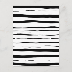 Carte Postale Motif à rayures irrégulières noir et blanc