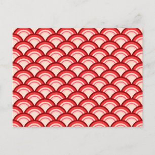 Carte Postale Motif à vagues Art déco - corail rouge et rose