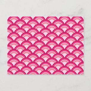 Carte Postale Motif à vagues Art Déco - fuchsia et corail