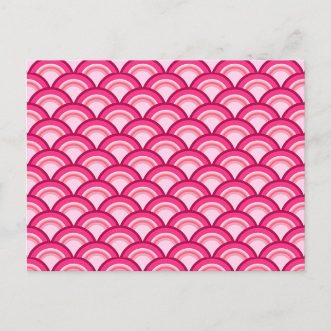 Carte Postale Motif à vagues Art Déco - fuchsia et corail (Devant)