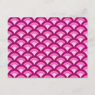 Carte Postale Motif à vagues Art déco - magenta et rose