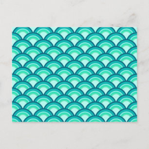 Carte Postale Motif à vagues Art déco - tons turquoise