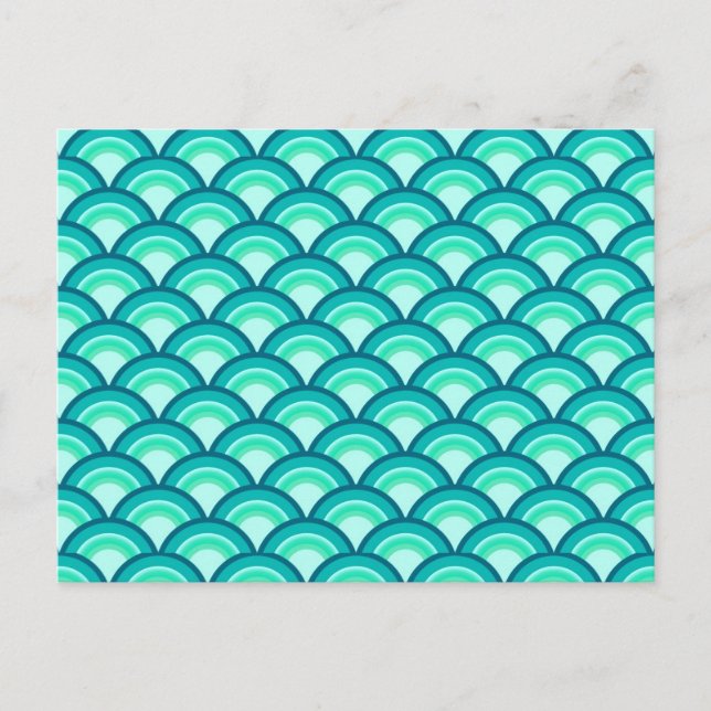 Carte Postale Motif à vagues Art déco - tons turquoise (Devant)