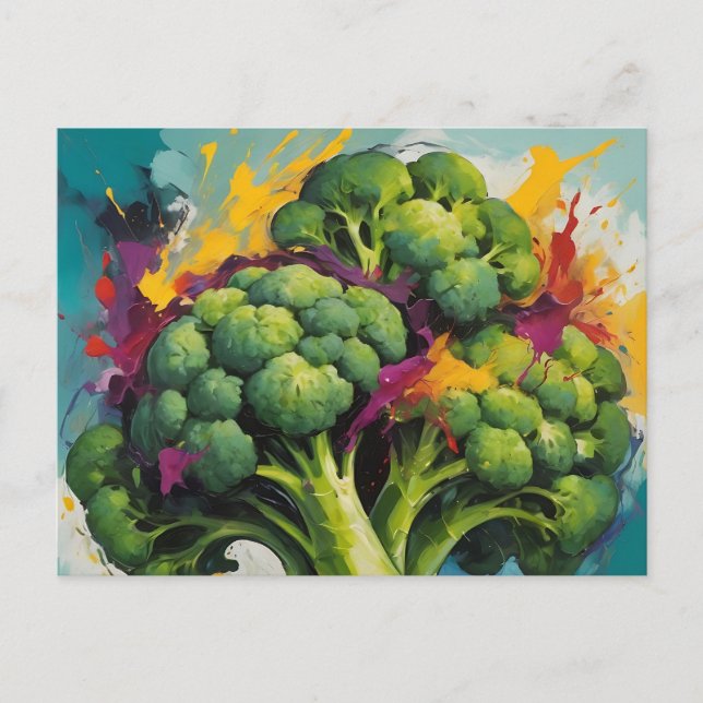 Carte Postale Motif Abstrait Broccoli avec brosse en gras (Devant)