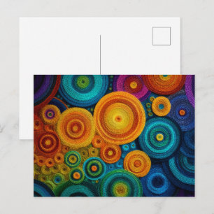Carte Postale Motif Abstrait Coloré en Spirale Tourbillon Géomét