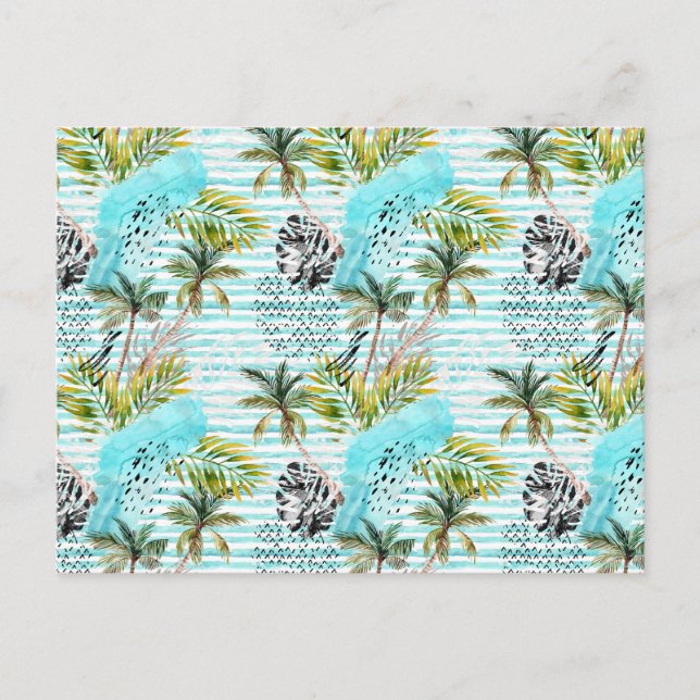 Carte Postale Motif Abstrait de palmier aquarelle (Devant)