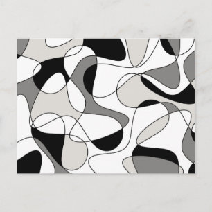 Carte Postale Motif Abstrait - gris, noir et blanc.
