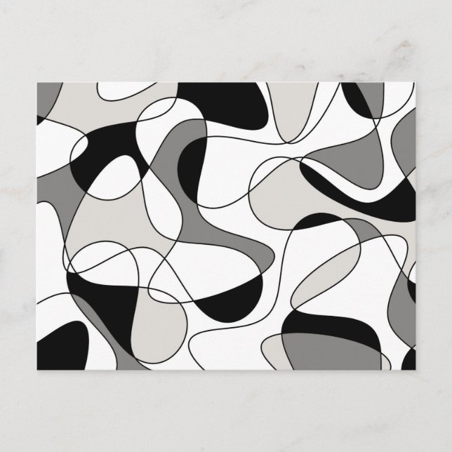 Carte Postale motif Abstrait - gris, noir et blanc. (Devant)