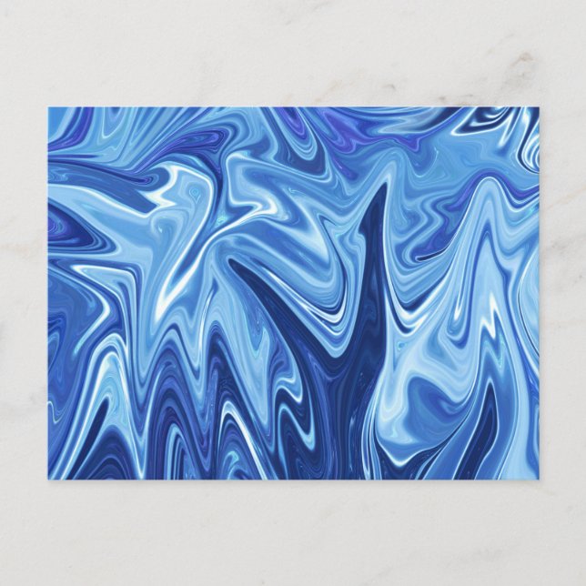Carte Postale Motif abstrait liquide bleu (Devant)
