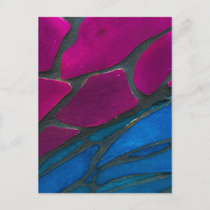 Carte Postale Motif Abstrait Magenta & Bleu Gras