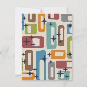 Carte Postale Motif Abstrait moderne rétro du milieu du siècle