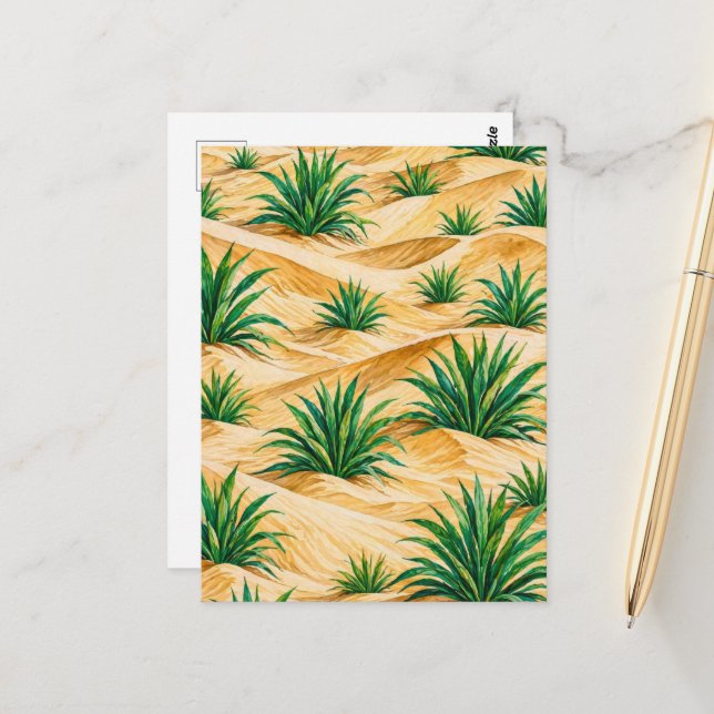 Carte Postale Motif Agave Dunes Désertiques (Devant/Arrière en situation)