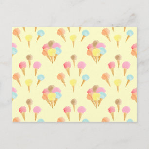 Carte Postale Motif amusant de cône de glace coloré sur fond jau
