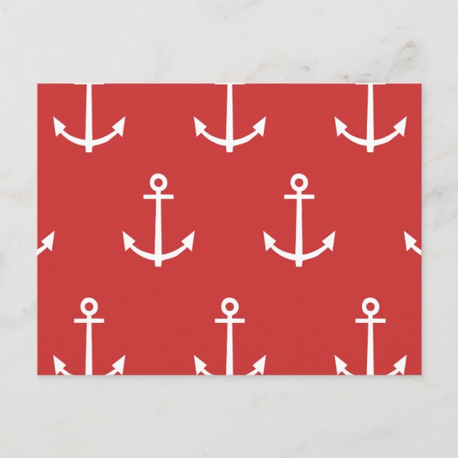 Carte Postale Motif Ancres rouge et blanc 1 (Devant)