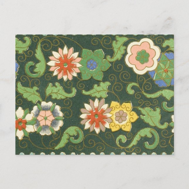 Carte Postale Motif antique cloisonné chinois : Vert Jade (Devant)