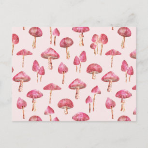 Carte Postale Motif aquarelle de champignons