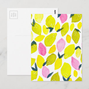 Carte Postale Motif aquarelle de citron