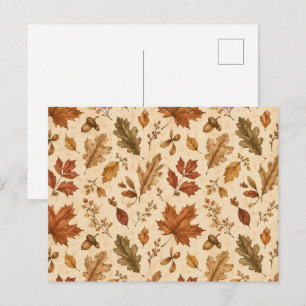 Carte Postale Motif aquarelle de feuilles d'automne
