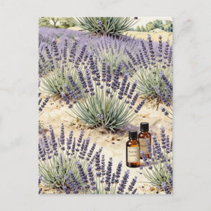 Carte Postale Motif aquarelle d'eau florale de lavande