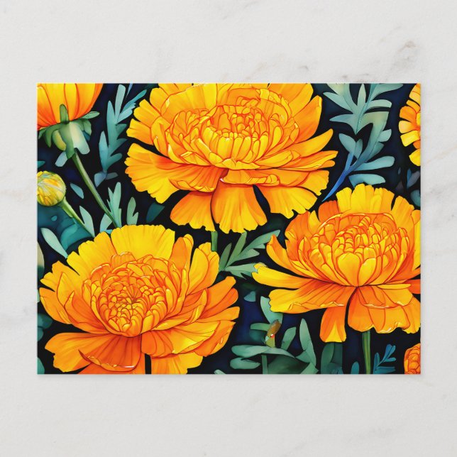 Carte Postale Motif aquarelle moderne de souci (Devant)