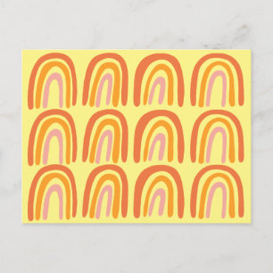 Carte Postale Motif arc-en-ciel rose orange jaune doux